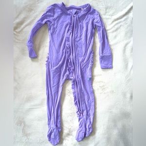 Posh Peanut Lilac ruffled one-piece pajamas